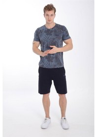 Resim Maraton Sportswear Regular Erkek Bisiklet Yaka Kısa Kol Basic Lacivert T-Shirt 19800-Lacivert 