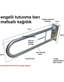 Resim Yıldırım Engelli Tutunma Barı Mafsallı Wc Kağıtlıklı Banyo Tutamak Yaşlı Tutunma Barı 