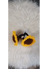 Resim Ayçiçekli Lastik Toka- Örgü Toka Sarı 