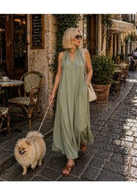 Resim Milano Flow Maxi Dökümlü Elbise - Haki - M - St01140-haki-m 