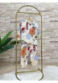 Resim Lolliboomkids Çocuk Yeni Sezon %100 Pamuk Penye Şeker Kurabiye Adam Temalı Temalı Paça Lastikli Pijama Takımı Şeker Adam Çok Renkli 