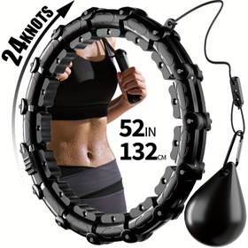 Resim 24 Düğüm 2'si 1 Arada Kilo Verme Hoop - Çıkarılabilir Düğümler, Yoga ve Fitness için 360 Derece Ağırlıklı Dönebilir Top, Yetişkinler İçin Mükemmel 
