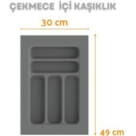 Resim Çekmece Içi Kaşıklık Kepçelik Düzenleyici 30x49 Cm 23,5x40 Cm Kadar Kesilebilir Gri 