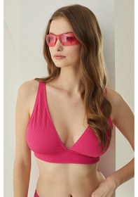 Resim Loya Kadın Fuşya Reps Üçgen Tek Üst Bikini 