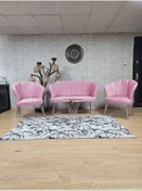 Resim ZAFİR Krom Kaplama Tel Ayak Papatya Çay Seti Koltuk Takımı , Balkon, Salon, Ofis, Cafe Koltuk Takımı 