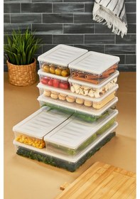 Resim Multi Box 9 Parça 4 Farklı Boy Saklama Kabı Seti - Dondurucu & Mikrodalga Uyumlu Krem 