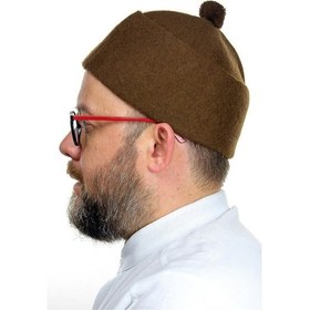 Resim Erkek Keçe Yün Takke - Kahverengi 
