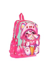 Resim Kaukko Dört Bölmeli Kız Çocuk - Pembe - Dondurma Yiyen Kedi - İlkokul Okul Sırt Çantası - L5250 Pembe 