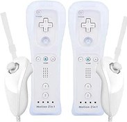 Resim MOICUCU Wii uzaktan kumanda Wii Controller Motion Plus ve Nunchuck, kablosuz Wii uzaktan kumanda, silikon kılıflı, el kayışı 