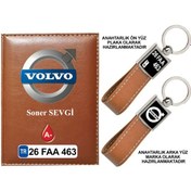 Resim Plakanıza Özel Volvo Logolu Taba Ruhsat Kabı Ve Anahtarlık 