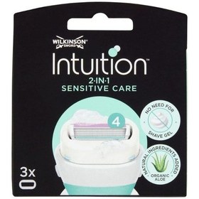 Resim Wilkinson Sword Intuition 2 in 1 Sensitive Care Kendinden Sabunlu 4 Bıçaklı Kadın Tıraş Bıçağı 3 Yedek Kartuş 