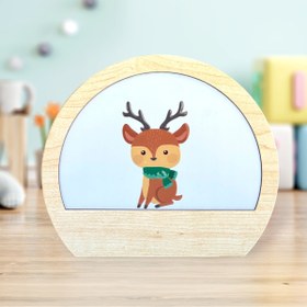 Resim HippoDeco Kişiselleştirilebilir - Hayvan Figürlü Ahşap LED Gece Lambası - Çocuk Odası Masa Lambası 