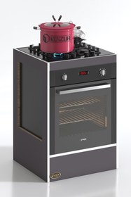 Resim Kenzlife Ankastre Modülü Kabini Mangan3 Gri Fırın Ocak Dolabı 