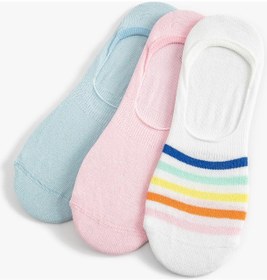 Resim Koton Babet Çorap Seti 3'lü Çok Renkli Multıcolor 4sak80164aa Mavi 