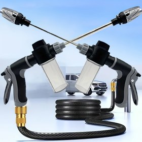 Resim 2-in-1 Çift Hortum Basınç Yıkama Kiti - Araba, Ev ve Dış Mekan Kullanımı için Taşınabilir, Yüksek Basınçlı Su Blasteri - Araçları, Lastikleri, Tekne, Pencereleri ve Daha Fazlasını Temizlemek İçin İdeal, Su Blasting Ekipmanı|Çift Hortum Tasarımı|Kompakt Boyut 