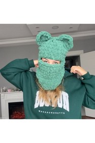 Resim Linka Knit El Yapımı Ayıcık Balaclava, Kar Maskesi Balaclava, Günlük Kasksız Kullanım Kar Maskesi 