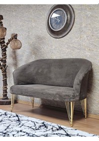 Resim Zafir İkili Teddy Gold Kaplama Telli Ayak Çay Seti Koltuk Tekli Berjer , Balkon, Salon, Ofis Kahverengi 