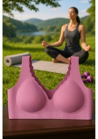 Resim Pae Spor Sütyeni Hafif Dikişsiz İz Yapmaz Lazer Kesim Toparlayıcı Esnek Sütyen Pembe 