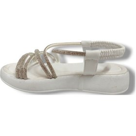 Resim Fancy 051-25 Taşlı Trend Fashion Kadın Sandalet Beyaz 