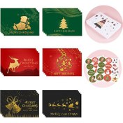 Resim 24 Adet Mutlu Noeller Tebrik Kartları Ve Zarflar Etiketi Seti 6 Farklı Tasarımla Mutlu Yıllar Tebrik Kartları, Tatil Şükran Günü Tebrik Kartları, Noel Dekorasyon Kartları, Festivaller, Doğum Günü Çok Renkli 