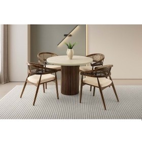 Resim Sidon Mobilgen Gazel Sandalye Orkide Masa Takımı Bej 