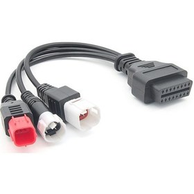 Resim Xurunkeji Yamaha Kline Euro5 Motosiklet İçin Obd2 Teşhis Kablosu 16 Pin - 3 Pin, 4 Pin, 6 Pin Obd2 3'ü 1 Arada Teşhis Adaptörü 