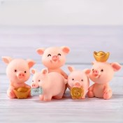 Resim Şanslı Domuz DIY Etli Bitki Mikro Manzara Pasta Araba Süsleri Domuz Yılı Karikatür Kolye Domuzcuk Reçine El Sanatları 