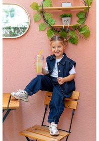 Resim Oliven The Kid Oliventhekid Unisex Beli Lastikli Cepli Balon Kot Pantolon Mavi Mavi 