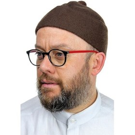 Resim Erkek Keçe Yün Takke - Koyu Kahverengi 