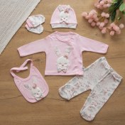 Resim Sare Baby Sevimli Tavşan Serisi Organik 5'li Kız Bebek Hastane Çıkışı Pembe 