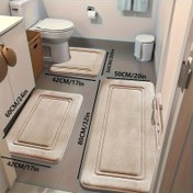 Resim 3 adet 40D Sünger Ağır Yoğunluklu Koltuk Banyo Matları - Süper Emici Kaymaz PVC Banyo Pedleri, Dayanıklı U-Şekilli Tuvalet ve Duş Linerleri, Ultra Yumuşak Dekoratif Zemin ve Kapı Matı Noel Cadılar Bayramı Hediyeleri, Banyo Aksesuarları, Çizgili Desen, Polyester Arka, Makine Yapımı, Banyo Halısı, Tatil Hediyesi, Yüksek Kaliteli Malzeme, Ev Dekoratörleri 