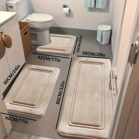 Resim 3 adet 40D Sünger Ağır Yoğunluklu Koltuk Banyo Matları - Süper Emici Kaymaz PVC Banyo Pedleri, Dayanıklı U-Şekilli Tuvalet ve Duş Linerleri, Ultra Yumuşak Dekoratif Zemin ve Kapı Matı Noel Cadılar Bayramı Hediyeleri, Banyo Aksesuarları, Çizgili Desen, Polyester Arka, Makine Yapımı, Banyo Halısı, Tatil Hediyesi, Yüksek Kaliteli Malzeme, Ev Dekoratörleri 