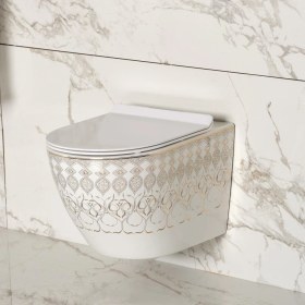 Resim Lena ET-Y7032BY Asma Klozet Beyaz & Altın 