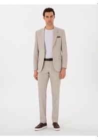 Resim Cacharel Bej Slim Fit Yün Takım Elbise 