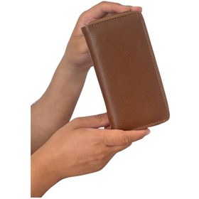 Resim Premium Serisi Özel Kutulu Deri Dikey Fermuarlı Telefon Bölmeli Cüzdan Kemer Ve Kartlık Erkek Seti Çok Renkli 
