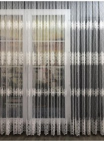 Resim Tül Perde Sude Desen Brillant Marka Sedef Sim Brode Işleme Ekru 