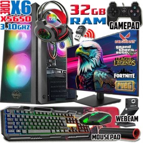 Resim Warbox Eagle Xeon X5650 32GB Ram 256GB SSD 250GB HDD R7 240-4GB E.kartı 19" Monitör Gaming Bilgisayar 