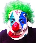 Resim NessiWorld Yeşil Renk Afro Bonus Peruklu Palyaço Lateks Et Maske 