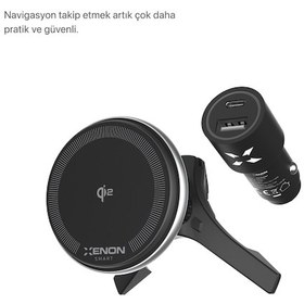 Resim Xenon Smart Araç İçi Telefon Tutucu Qi2 Uyumlu Kablosuz Şarj Standı X6401 