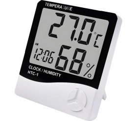 Resim Dijital Termometre Sıcaklık ve Nem Ölçer Higrometre, Masa Tipi Alarm Saatli, Htc-1 Model 