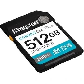 Resim Kingston Sdg4-512Gb 512Gb Sdxc Canvas Go Plus Gen4 200Mb-S C10 Uhs-İ U3 V30 Hafıza Kartı 