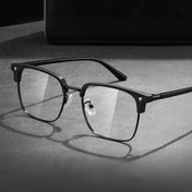 Resim Erkekler İçin Retro Yarım Çerçeve Gözlük - Şeffaf/Lenssiz Seçenekler, Büyük Gözler İçin Gözlük, Küçük Yüzler İçin Gözlük, Erkek Modası İçin Gözlük - Cesur Siyah Çerçeve ile Şeffaf/Lenssiz, Yarı Çerçeveli Gözlük 