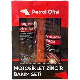 Resim Petrol Ofisi Zincir Bakım Seti Özel Kutu Temizleme Fırçalı Set 