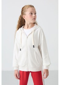 Resim Tommy Life Ekru Pamuklu İçi Tüylü Yumuşak Dokulu Standart Fit Nakışlı Kız Çocuk Sweatshirt - 75149 Ekru 