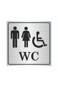 Resim Kurt Reklam Dünyası WC YÖNLENDİRME LEVHASI BAY ENGELLİ WC 15cmX15cm GÜMÜŞ RENK METAL 