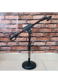 Resim İmza Masa Üstü Döküm Tabanlı Akrobat Mikrofon Sehpası 