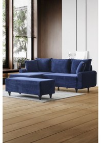 Resim Kagu Corner Flavia Köşe Takımı Puflu Lacivert 