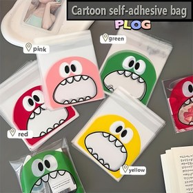 Resim 50'li Paket Sevimli Anime Canavar Kendinden Yapışkanlı Plastik Torbalar Yeşil, Pembe, Kırmızı, Sarı, Beyaz Yüzler & İfadeli Gözler - Atıştırmalıklar, Şekerleme, Çerezler, Çikolatalar için Tekrar Kullanılabilir Hediye Ambalajı, Şenlik Malzemeleri, Doğum Günü Partisi Süslemeleri 