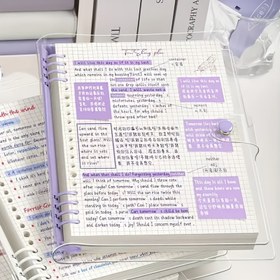Resim 240 Sayfa A5 PVC Şeffaf Yapraklı Defter, Su Geçirmez ve Nem Önleyici Değiştirilebilir Dolgu İçli Dosya – Günlük Yazı, Ofis ve Ders Kullanımı için – 5 Renk Seçeneği: Yeşil, Mor, Pembe, Mavi, Beyaz 