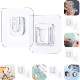 Resim Rng Shopping Çift Taraflı Yapışkanlı Geçmeli Klips Eşya Sabitleme Askısı Şeffaf Duvar Kancası 2'li Set 